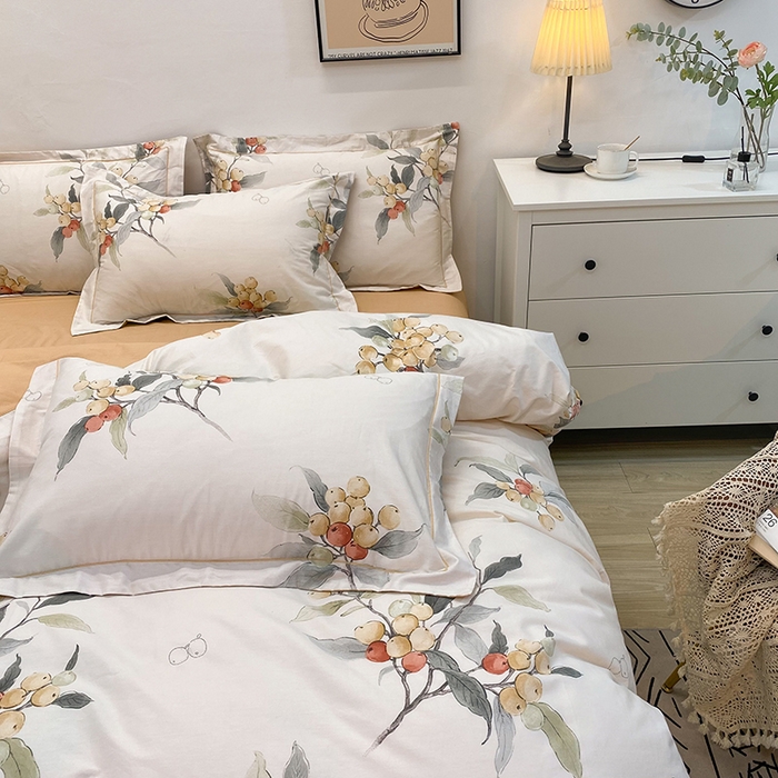 91家纺网 家纺一手货源 找家纺 橙艺家居 2024新款铂金柔棉全棉印花四件套 苏念