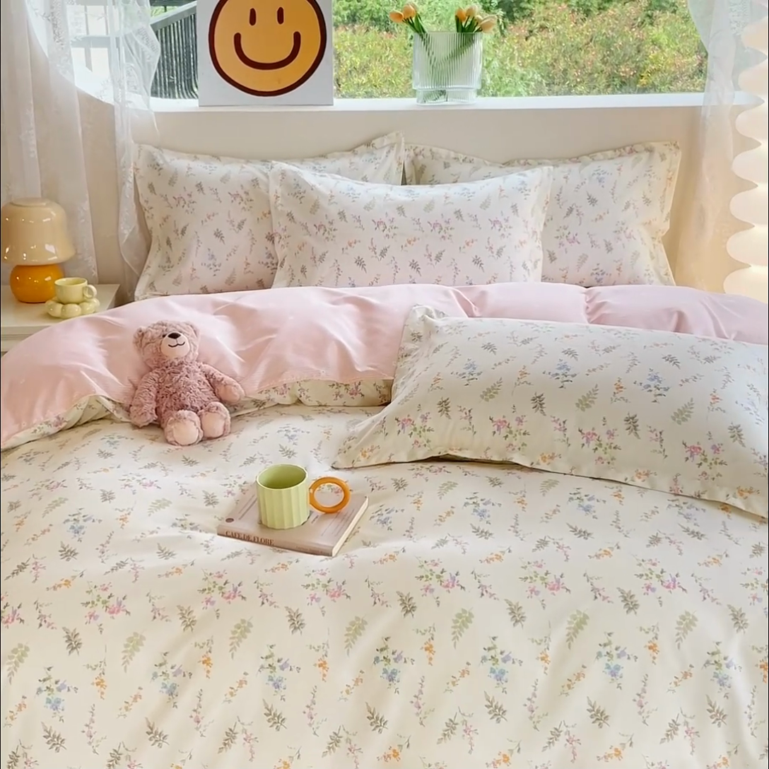 91家纺网 家纺一手货源 找家纺 布可家纺 2025新款水洗棉印花四件套 生机