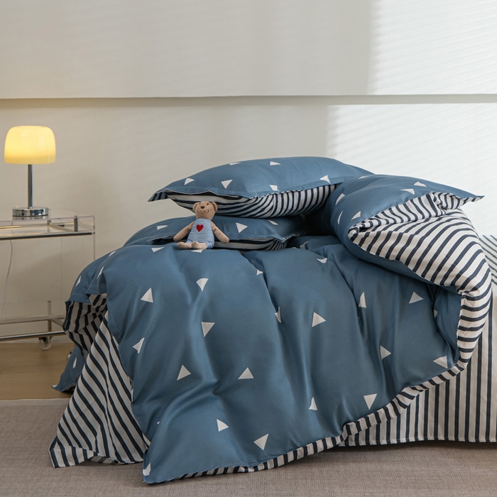 91家纺网 家纺一手货源 找家纺 布可家纺 2025新款水洗棉印花四件套 简致生活