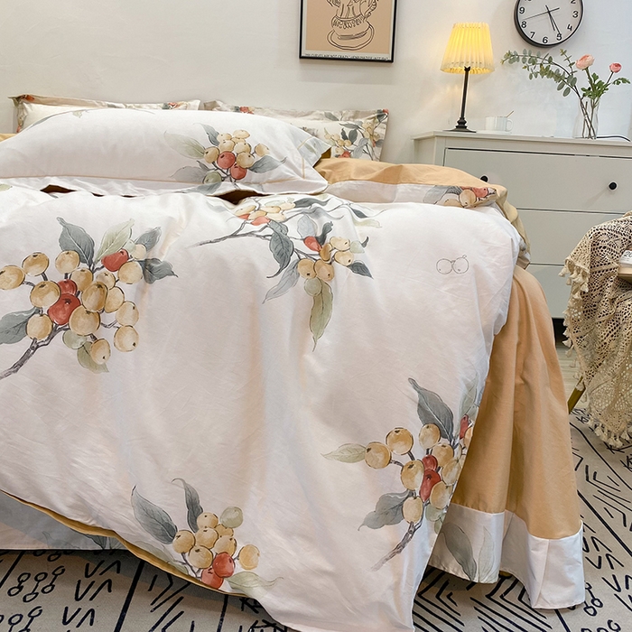 91家纺网 家纺一手货源 找家纺 橙艺家居 2024新款铂金柔棉全棉印花四件套 苏念