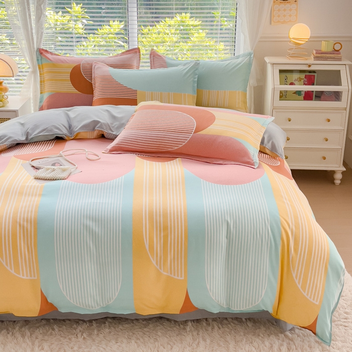 91家纺网 家纺一手货源 找家纺 布可家纺 2025新款水洗棉印花四件套 长廊