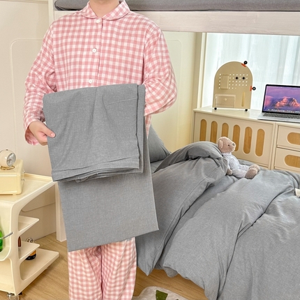 91家纺网 家纺一手货源 找家纺 （总）美梦莱 2023新款A类全棉水洗绵学生宿舍三件套四件套单品-单被套（支持一件代发）