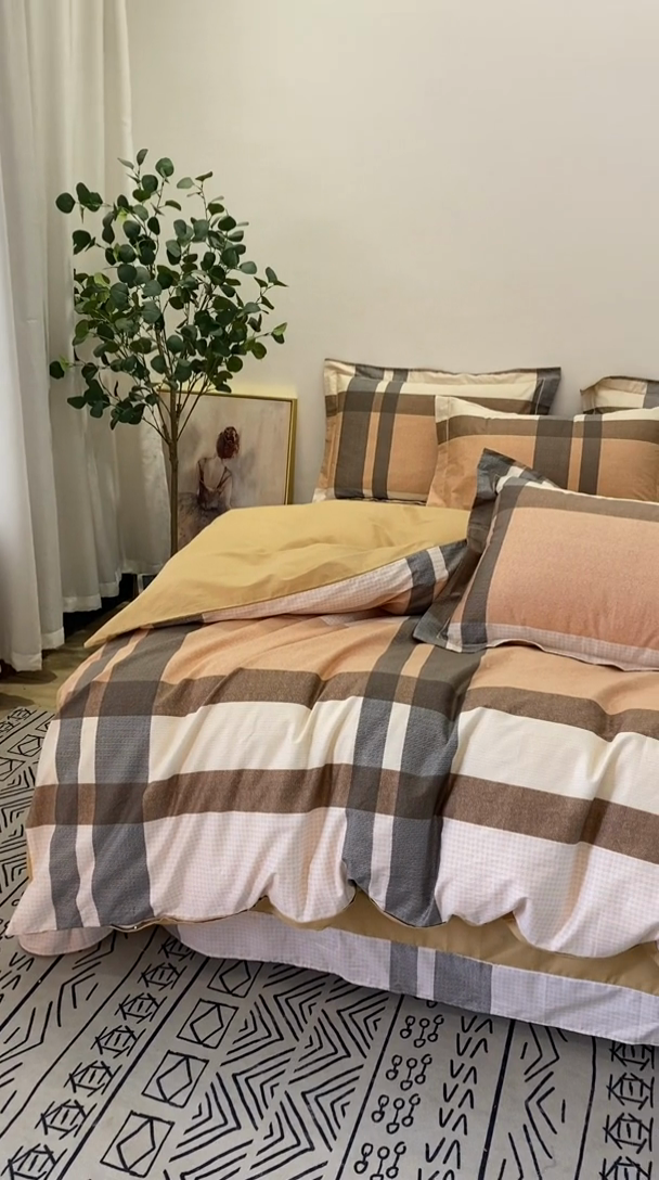 91家纺网 家纺一手货源 找家纺 橙艺家居 2024新款铂金柔棉全棉印花四件套 池奈