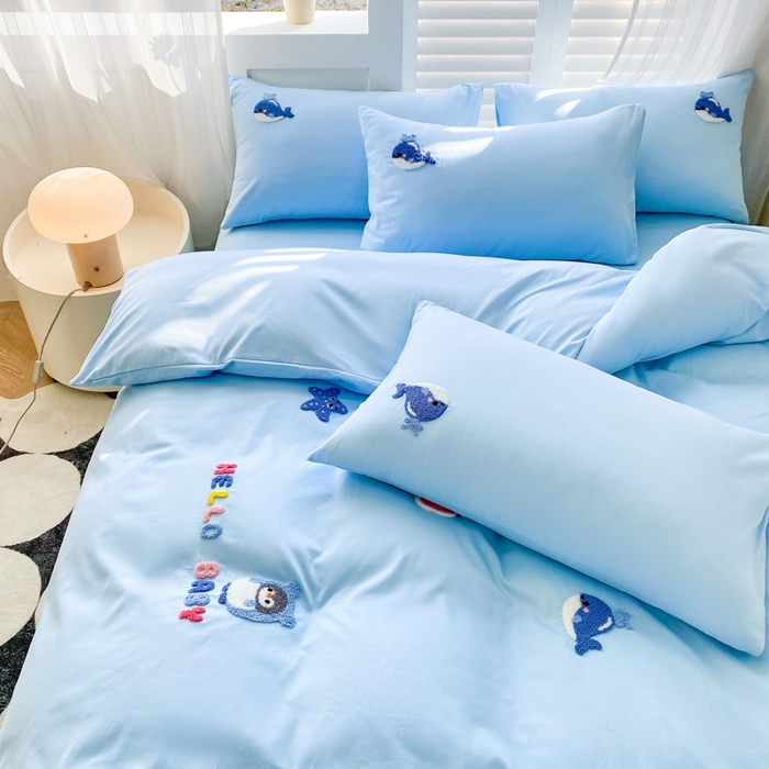 91家纺网 家纺一手货源 找家纺 （总）美梦莱 2024新款小清新全棉ins风毛巾绣四件套（支持一件代发）