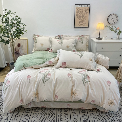 91家纺网 家纺一手货源 找家纺 （总）橙艺家居 2024新款铂金柔棉全棉印花四件套