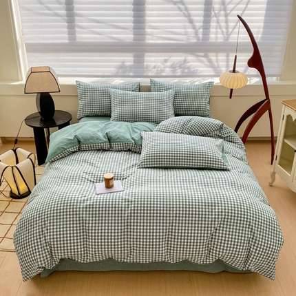 91家纺网 家纺一手货源 找家纺 （总）美梦莱 2024新款A类全棉色织水洗棉四件套 套件系列（支持一件代发）