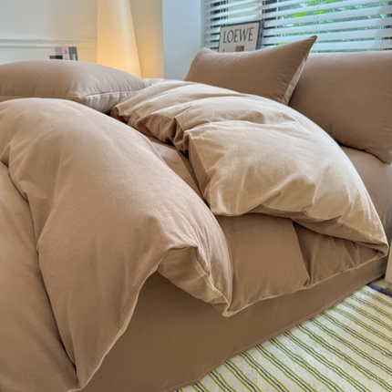 91家纺网 家纺一手货源 找家纺 （总）美梦莱 2024新款无印系列秋冬A类100%全棉加厚磨毛四件套