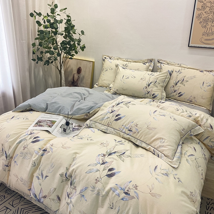 91家纺网 家纺一手货源 找家纺 橙艺家居 2024新款铂金柔棉全棉印花四件套 小屿