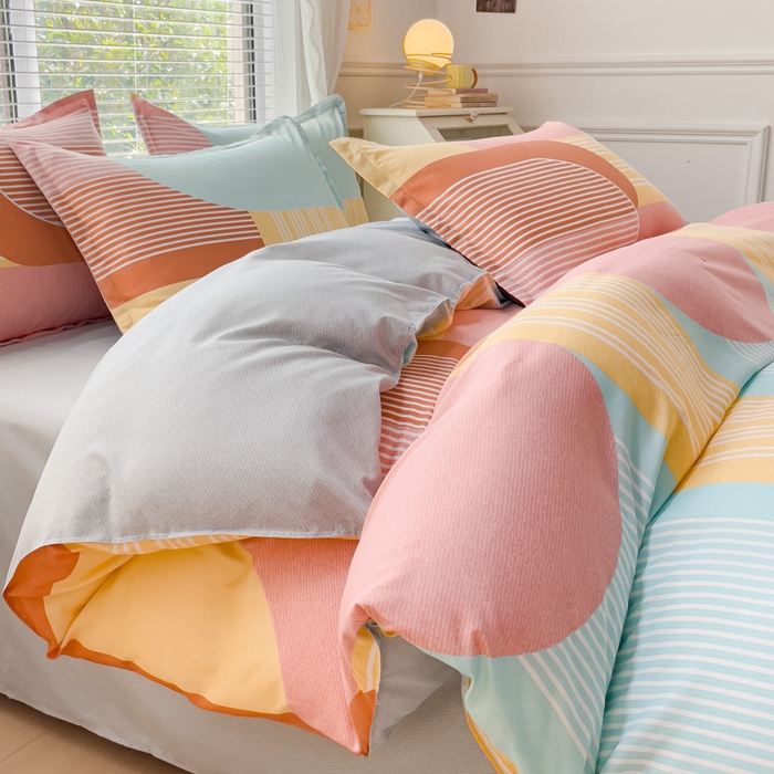 91家纺网 家纺一手货源 找家纺 布可家纺 2025新款水洗棉印花四件套 长廊