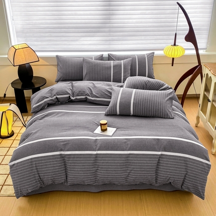 91家纺网 家纺一手货源 找家纺 （总）美梦莱 2024新款A类全棉色织水洗棉四件套 套件系列（支持一件代发）