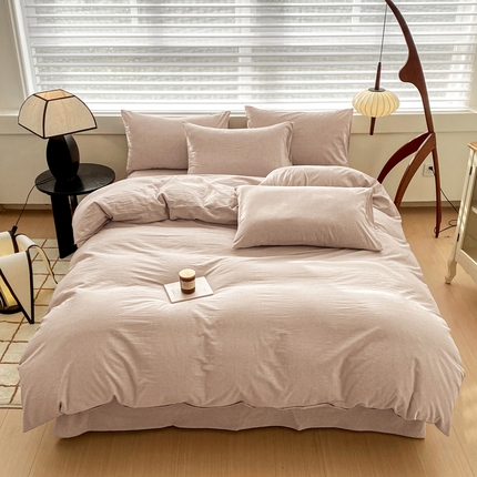 91家纺网 家纺一手货源 找家纺 （总）美梦莱 2024新款A类全棉色织水洗棉四件套 套件系列（支持一件代发）