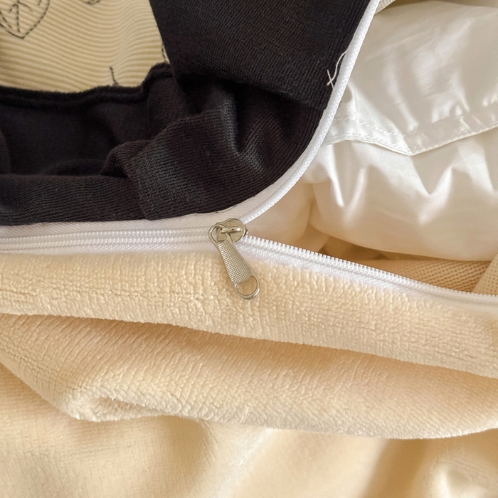 91家纺网 家纺一手货源 找家纺 宅家居 2024秋冬爆款轻法式小香风灯芯绒提花立体韩版花边牛奶绒四件套 百合