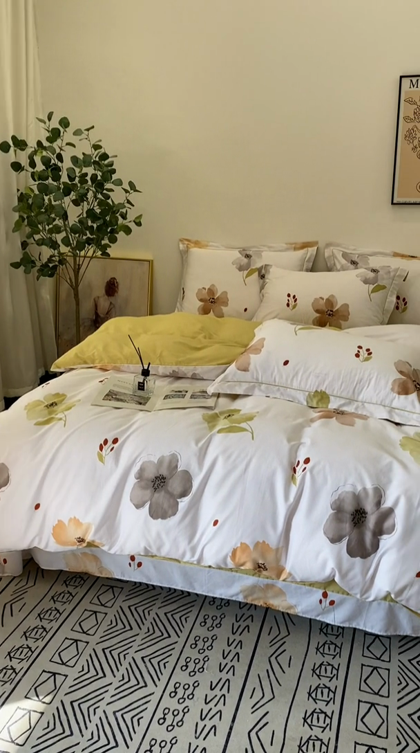 91家纺网 家纺一手货源 找家纺 橙艺家居 2024新款铂金柔棉全棉印花四件套 花的旅行