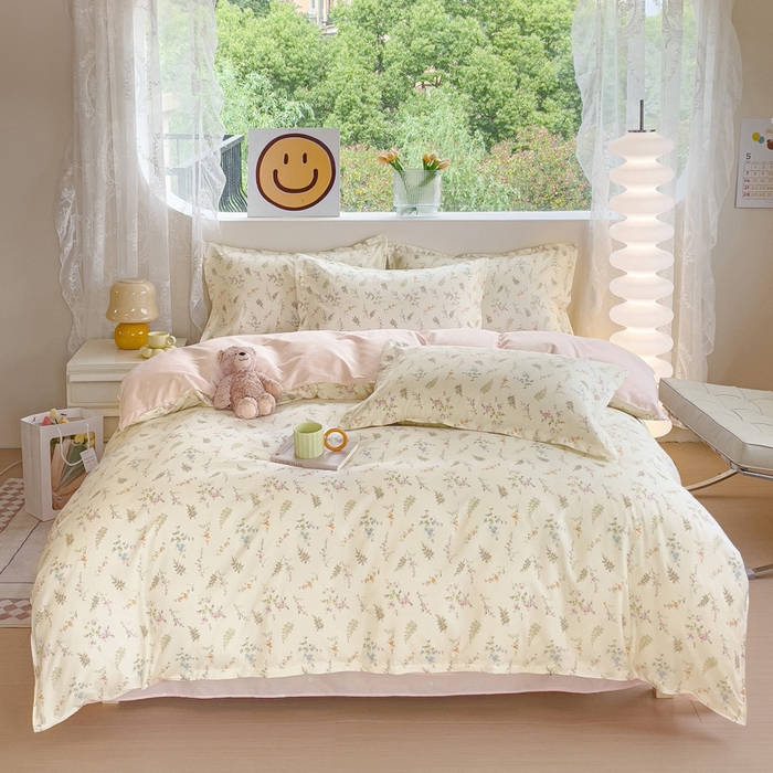 91家纺网 家纺一手货源 找家纺 布可家纺 2025新款水洗棉印花四件套 生机