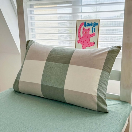 91家纺网 家纺一手货源 找家纺 （总）美梦莱 2024新款A类全棉无印风水洗棉宿舍单枕套