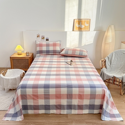 91家纺网 家纺一手货源 找家纺 （总）美梦莱 2023新款A类全棉色织水洗棉系列单品床单（支持一件代发）