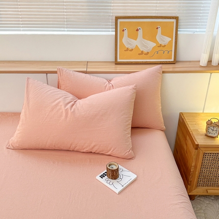 91家纺网 家纺一手货源 找家纺 （总）美梦莱 2023新款A类全棉色织水洗棉系列单品枕套（支持一件代发）