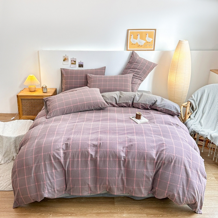 91家纺网 家纺一手货源 找家纺 （总）美梦莱 2023新款A类全棉色织水洗棉四件套（支持一件代发）