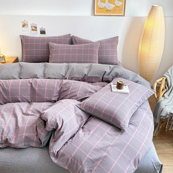 91家纺网 家纺一手货源 找家纺 （总）美梦莱 2023新款A类全棉色织水洗棉四件套（支持一件代发）