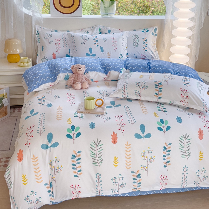 91家纺网 家纺一手货源 找家纺 布可家纺 2025新款水洗棉印花四件套 晴朗