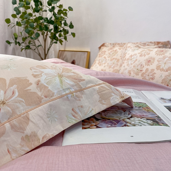 91家纺网 家纺一手货源 找家纺 橙艺家居 2024新款铂金柔棉全棉印花四件套 暮云花卉