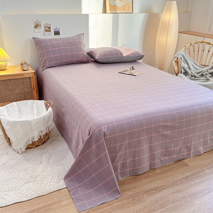 91家纺网 家纺一手货源 找家纺 （总）美梦莱 2023新款A类全棉色织水洗棉系列单品床单（支持一件代发）