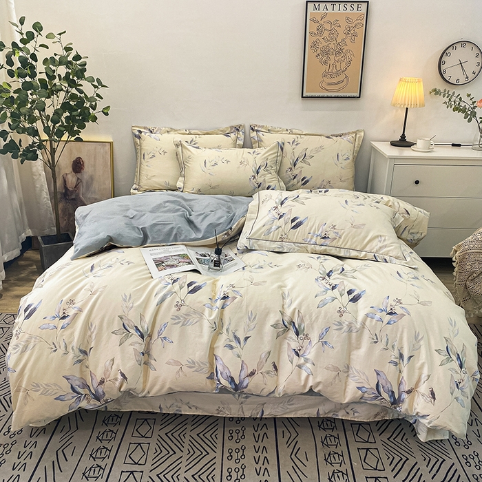 91家纺网 家纺一手货源 找家纺 橙艺家居 2024新款铂金柔棉全棉印花四件套 小屿