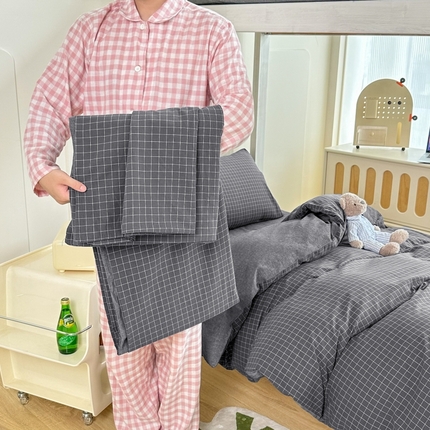 91家纺网 家纺一手货源 找家纺 （总）美梦莱 2023新款A类全棉水洗绵学生宿舍三件套四件套单品-单被套（支持一件代发）