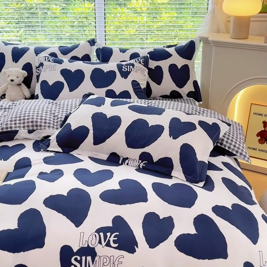 91家纺网 家纺一手货源 找家纺 布可家纺 2025新款水洗棉印花四件套 简尚