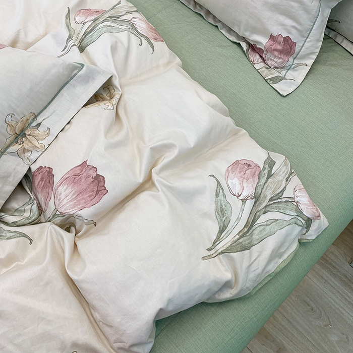 91家纺网 家纺一手货源 找家纺 橙艺家居 2024新款铂金柔棉全棉印花四件套 花茶仙