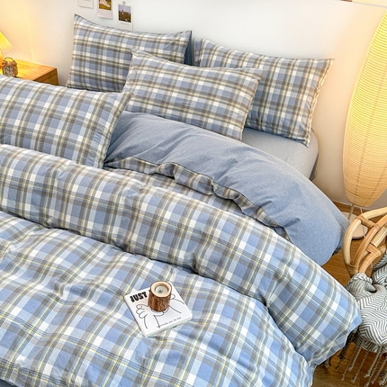 91家纺网 家纺一手货源 找家纺 （总）美梦莱 2023新款A类全棉色织水洗棉四件套（支持一件代发）