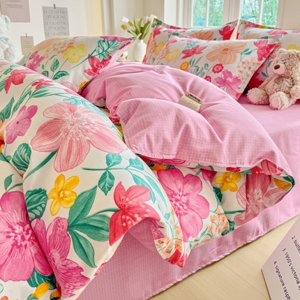 正莱欣 2025新品加厚生态棉磨毛四件套高克重植物羊绒床单款床笠款四件套大量现货 科莫花园