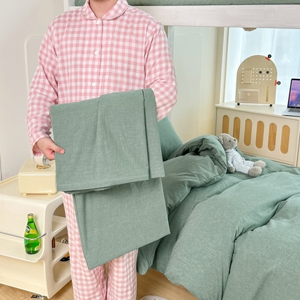 91家纺网 家纺一手货源 找家纺 （总）美梦莱 2023新款A类全棉水洗绵学生宿舍三件套四件套单品-单被套（支持一件代发）