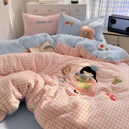 如一 2024新款A类高克重牛奶绒毛巾绣四件套 小女孩