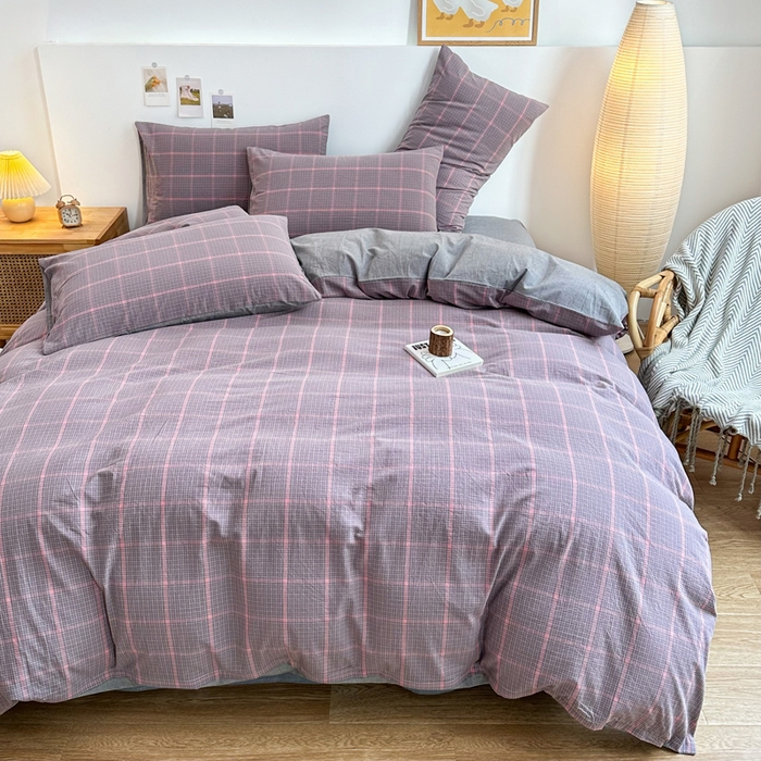 91家纺网 家纺一手货源 找家纺 （总）美梦莱 2023新款A类全棉色织水洗棉四件套（支持一件代发）