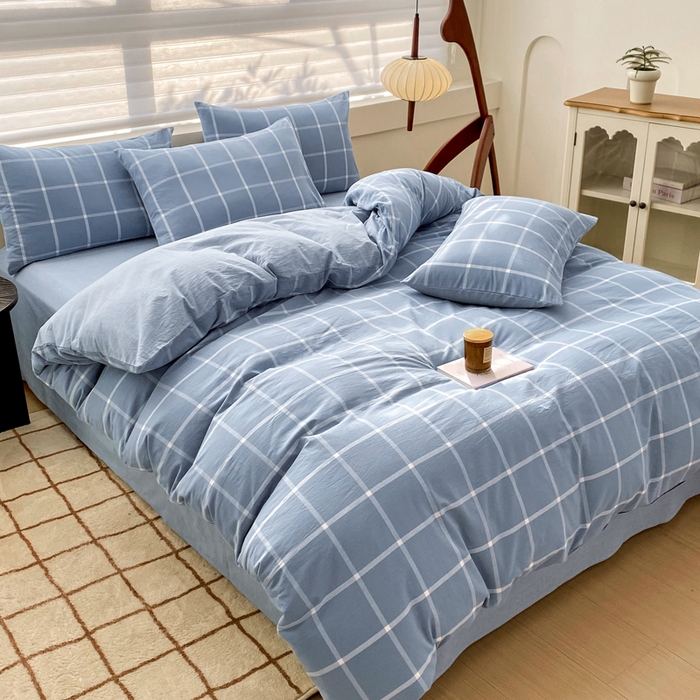 91家纺网 家纺一手货源 找家纺 （总）美梦莱 2024新款A类全棉色织水洗棉四件套 套件系列（支持一件代发）