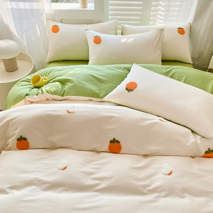 91家纺网 家纺一手货源 找家纺 （总）美梦莱 2024新款小清新全棉ins风毛巾绣四件套（支持一件代发）