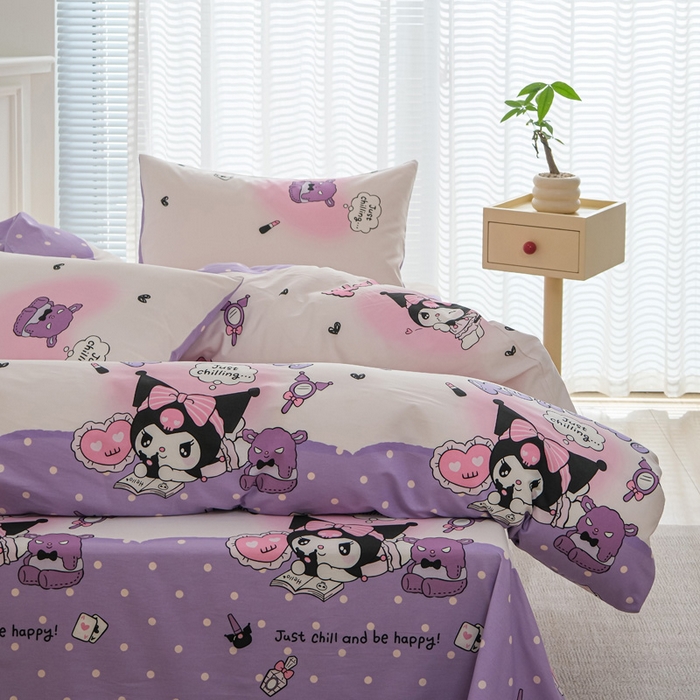 91家纺网 家纺一手货源 找家纺 布可家纺 2025新款水洗棉印花四件套 梦想库洛米