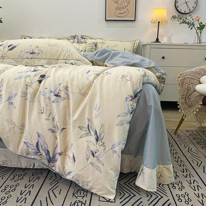 91家纺网 家纺一手货源 找家纺 橙艺家居 2024新款铂金柔棉全棉印花四件套 小屿