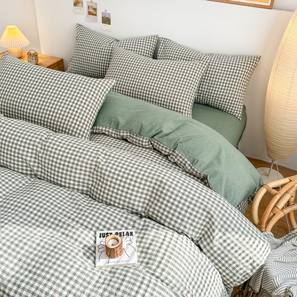 91家纺网 家纺一手货源 找家纺 （总）美梦莱 2023新款A类全棉色织水洗棉四件套（支持一件代发）