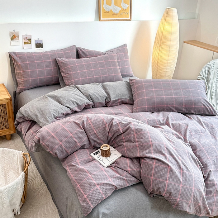 91家纺网 家纺一手货源 找家纺 （总）美梦莱 2023新款A类全棉色织水洗棉四件套（支持一件代发）