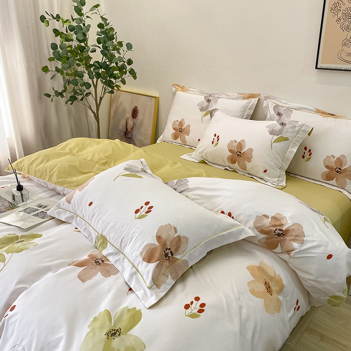 91家纺网 家纺一手货源 找家纺 橙艺家居 2024新款铂金柔棉全棉印花四件套 花的旅行