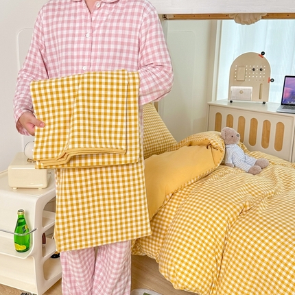 91家纺网 家纺一手货源 找家纺 （总）美梦莱 2023新款A类全棉水洗绵学生宿舍三件套四件套单品-单被套（支持一件代发）