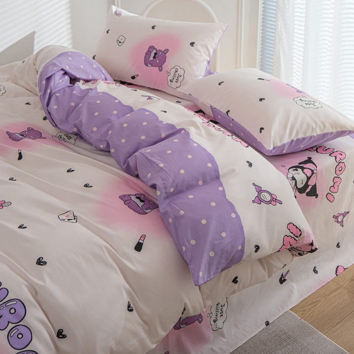 91家纺网 家纺一手货源 找家纺 布可家纺 2025新款水洗棉印花四件套 梦想库洛米