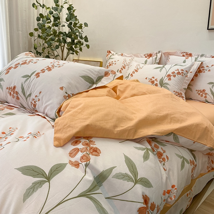 91家纺网 家纺一手货源 找家纺 橙艺家居 2024新款铂金柔棉全棉印花四件套 春和景明