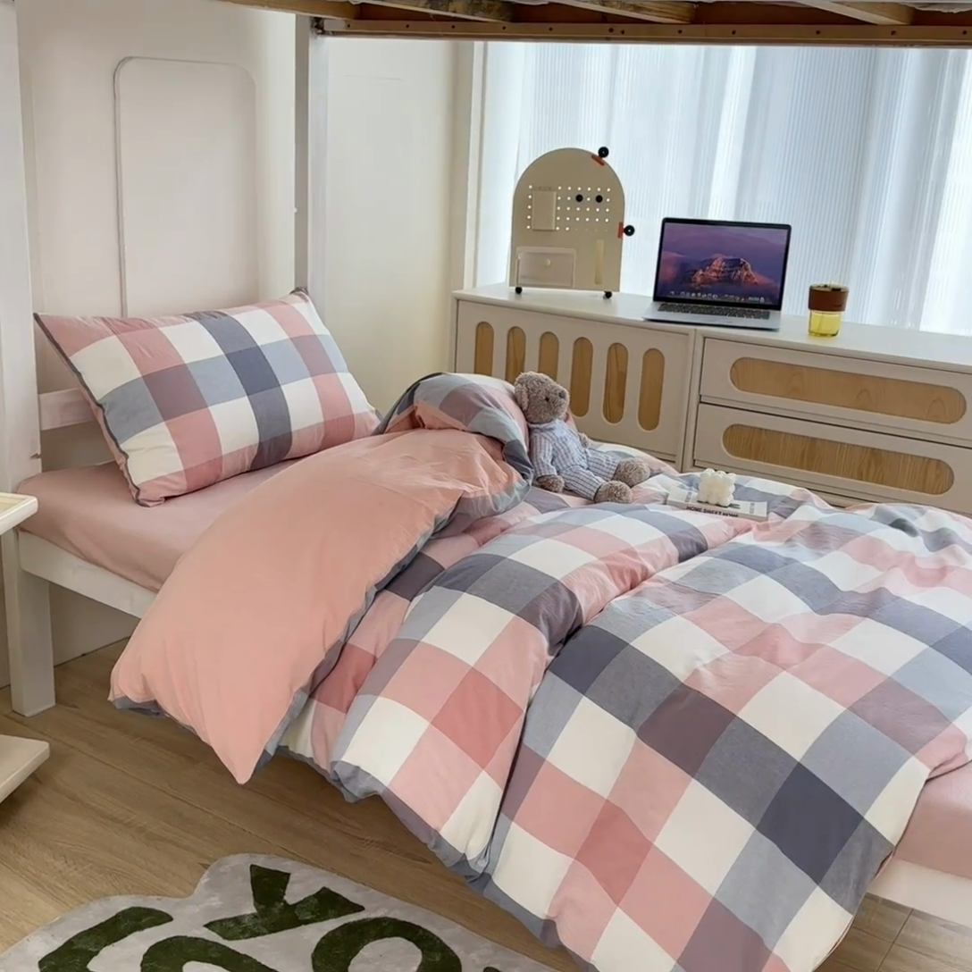 91家纺网 家纺一手货源 找家纺 （总）美梦莱 2023新款A类全棉水洗绵学生季宿舍三件套四件套单品-四件套（支持一件代发）