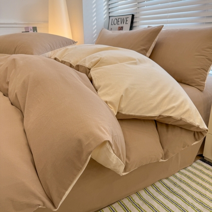 91家纺网 家纺一手货源 找家纺 （总）美梦莱 2024新款无印系列秋冬A类100%全棉加厚磨毛四件套