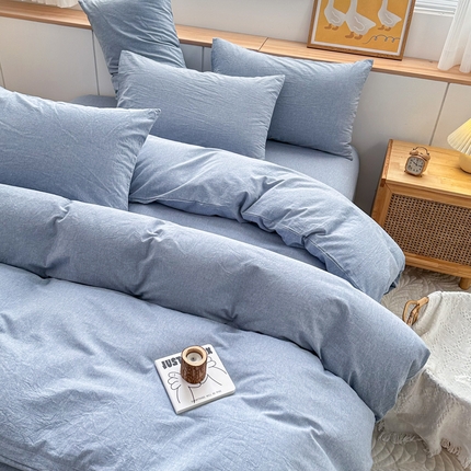 91家纺网 家纺一手货源 找家纺 （总）美梦莱 2023新款A类全棉色织水洗棉四件套（支持一件代发）