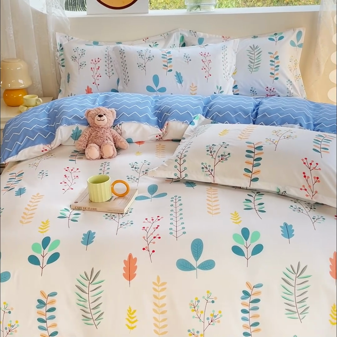 91家纺网 家纺一手货源 找家纺 布可家纺 2025新款水洗棉印花四件套 晴朗