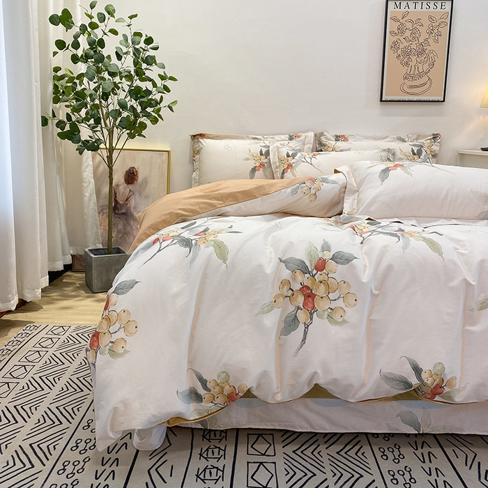 91家纺网 家纺一手货源 找家纺 橙艺家居 2024新款铂金柔棉全棉印花四件套 苏念